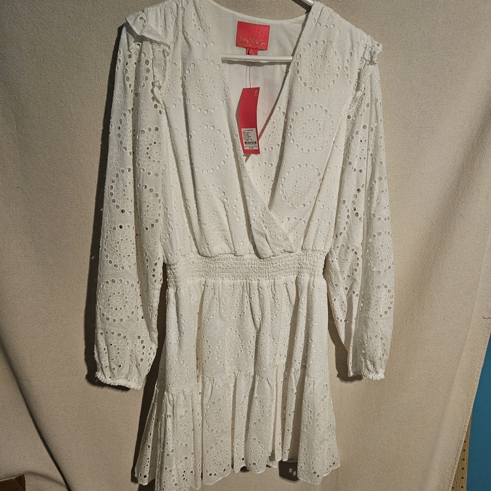 Lilly Pulitzer White Long Sleeve Eyelet Dress - Picture 8 of 8